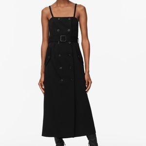 New $169 Zara Belted Satin Effect Maxi Dress Medium